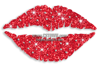 Red Lips & Kiss Iron-on Glitter Rhinestone Transfer - International Kissing Day 2018 (450x450), Png Download