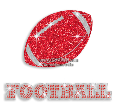 Cool Red American Football Iron On Rhinestone Glitter - American Football (450x450), Png Download