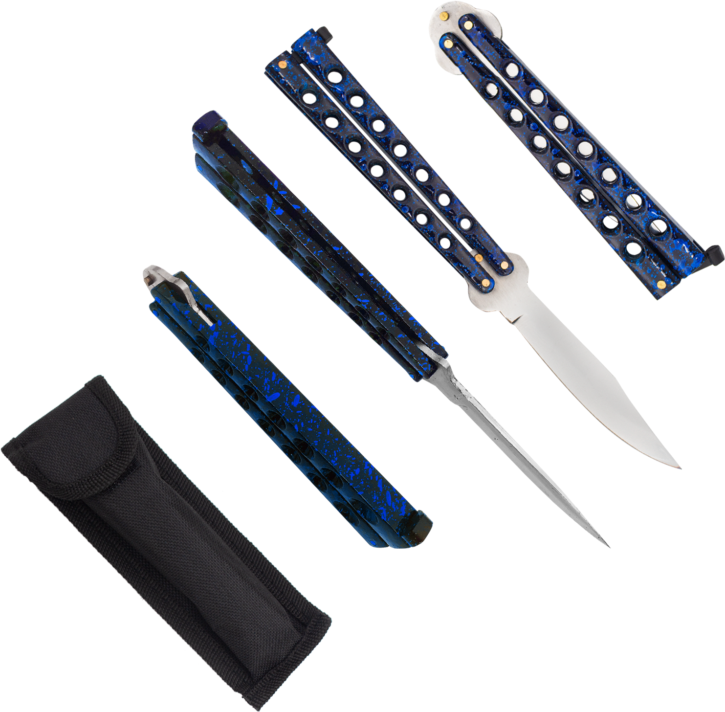 Heavy Duty Blue Splatter Drop Point Dual Flip Side - Knife (1500x1500), Png Download