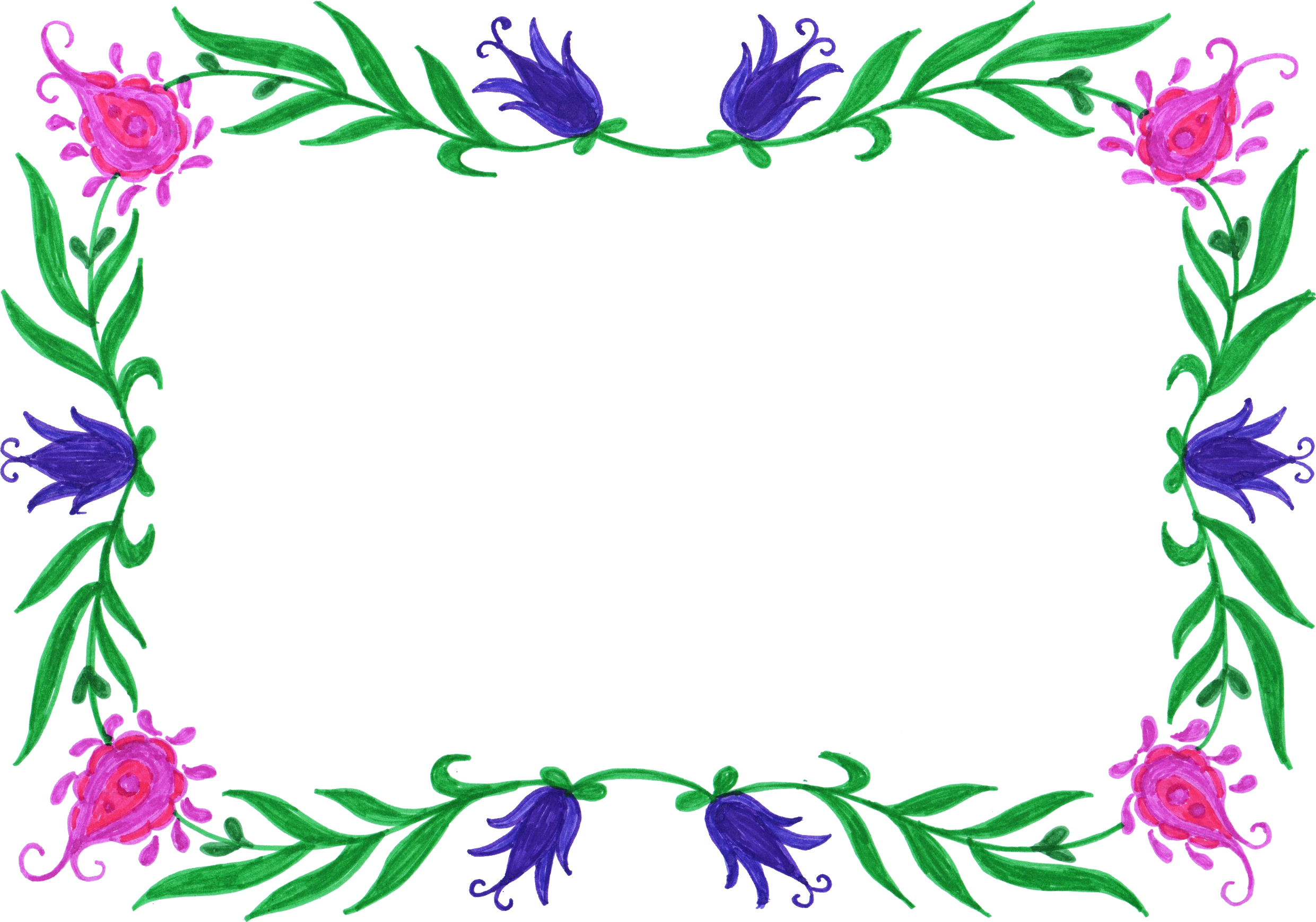 Free Download - Floral Colorful Frames Png (2481x1738), Png Download