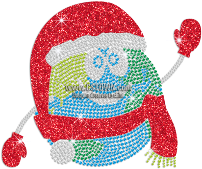 Bling Cute Earth Waving A Hand With Red Glitter Scarf (450x450), Png Download