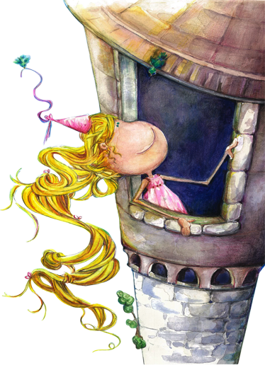Kids Rapunzel Wall Sticker - Illustration (374x516), Png Download