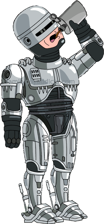 The Judge Robocop Drinking - Family Guy Robocop (441x912), Png Download