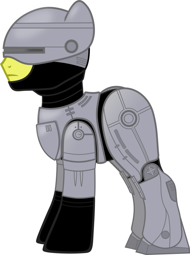 Brainchildeats, Ponified, Robocop, Safe, Simple Background, - Robocop Pony (764x1024), Png Download