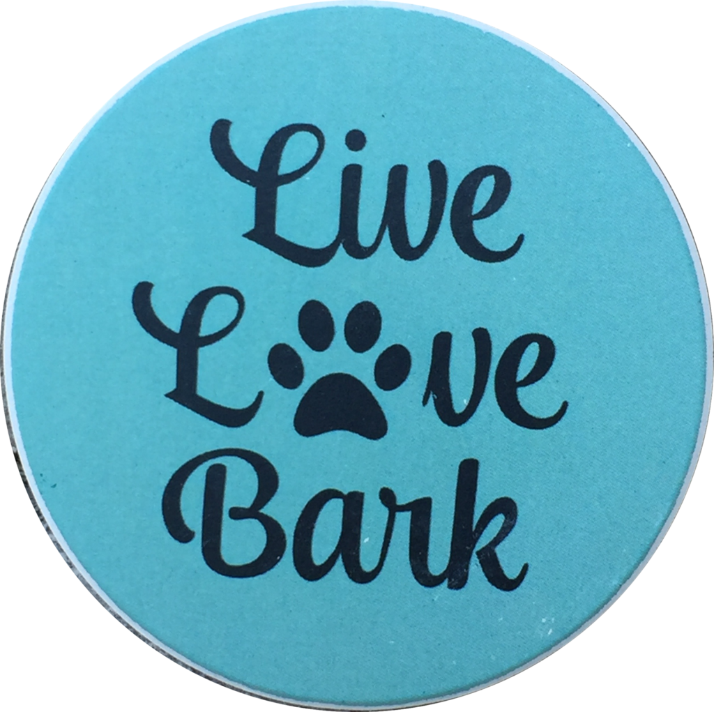 Live Love Bark Dog Paw Print Auto Car Coaster Absorbent - Absorbastone Live Love Bark Dog Car Auto Coaster Absorbent (1024x1021), Png Download