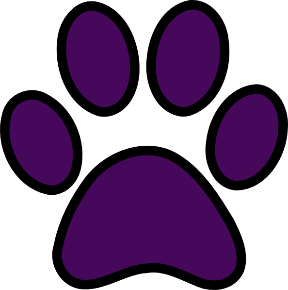 Dog Paw Prints Clip Art Clipartandscrap - Purple Dog Paw Print (594x597), Png Download
