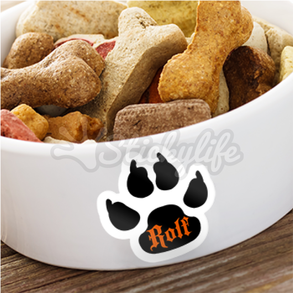 Dog Print Decal - Dog Biscuits In A Bowl (940x587), Png Download