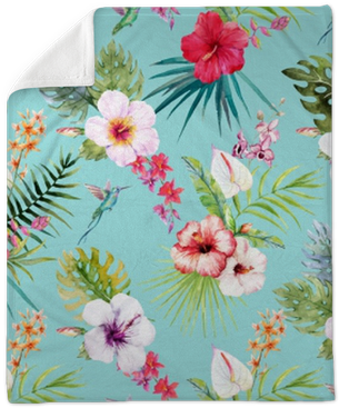Watercolor Tropical Floral Pattern Plush Blanket • - Jayjun Anti-dust Whitening Mask 10 Pcs (400x400), Png Download