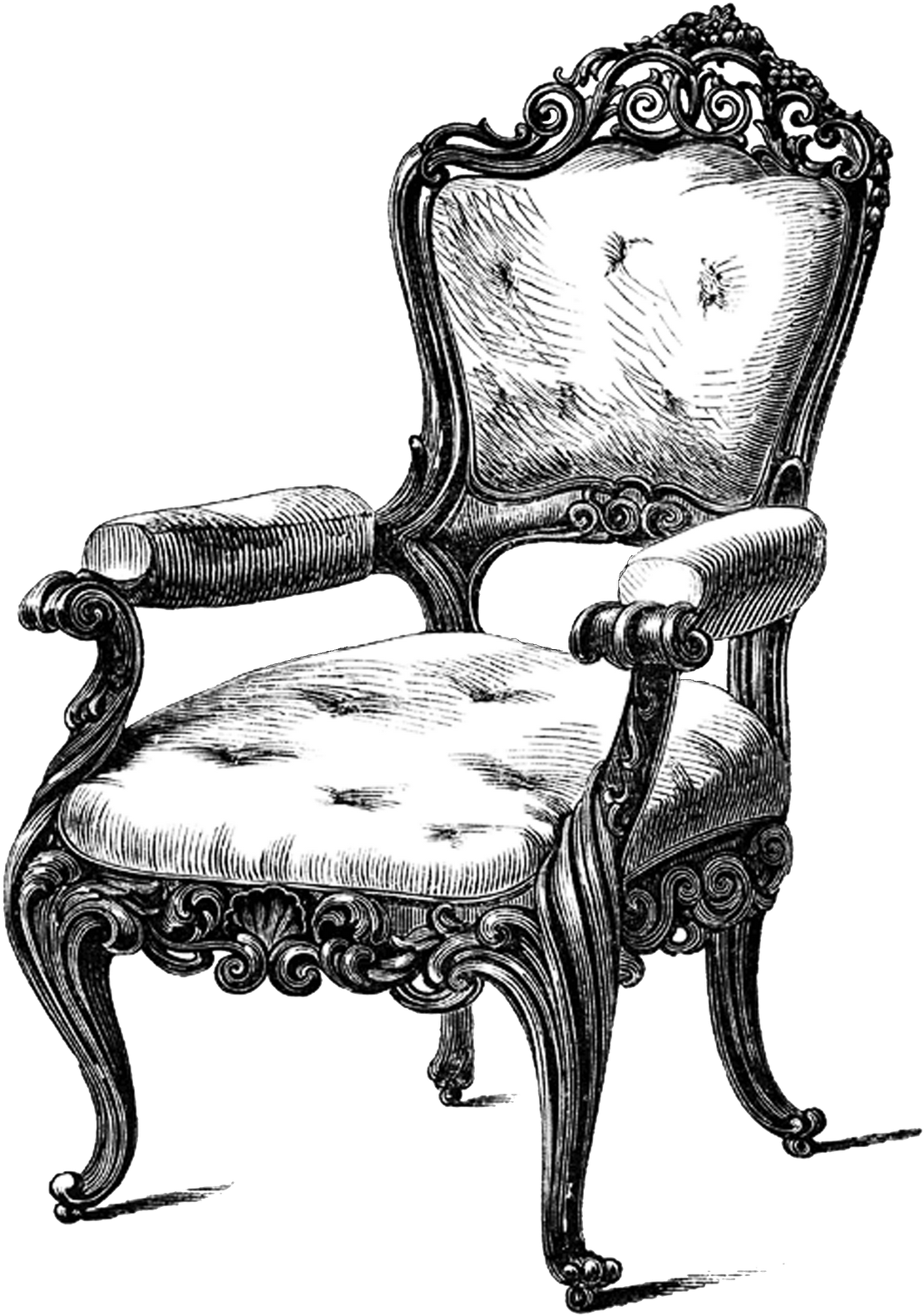 Tons Of Free Yummy Vintage Furniture Printables To - Vintage Chair Drawing (1132x1600), Png Download