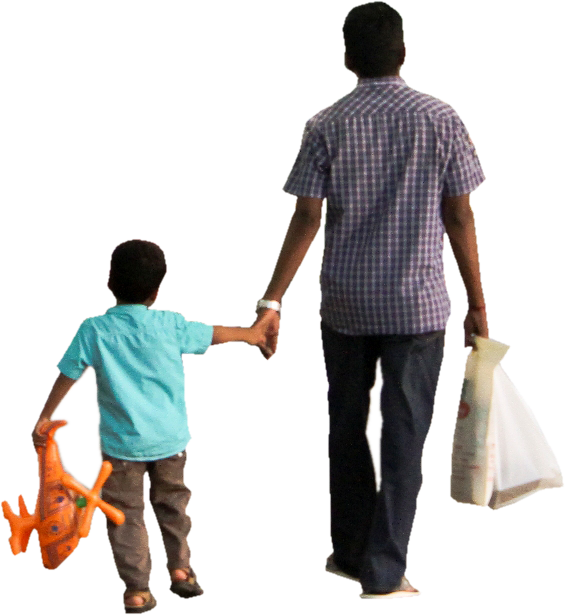 Kid Dad Father Son - Walking Father And Son Png (565x615), Png Download
