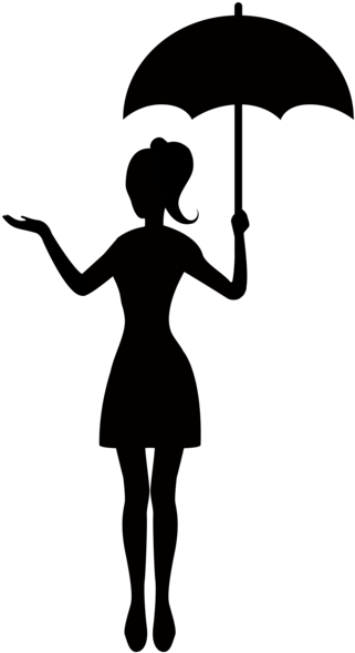 Little Girl Silhouette Png - Girls Silhouette With Umbrella (332x600), Png Download
