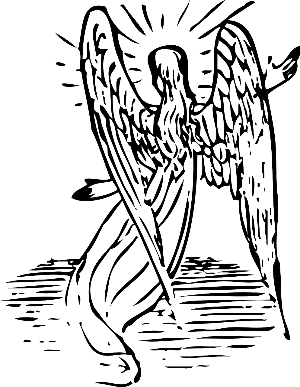 Angel,archangel,heavenly Being,heavenly - Angels From Behind (994x1280), Png Download