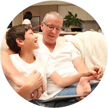 Father Helping Son To Read - The Reading Mountain (350x350), Png Download
