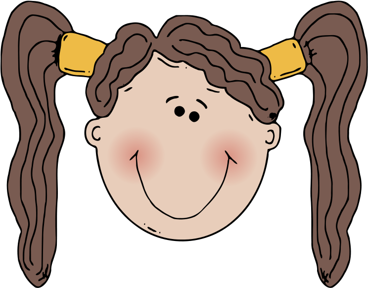 Happy Girl Clipart - Cartoon Girl Face (600x470), Png Download