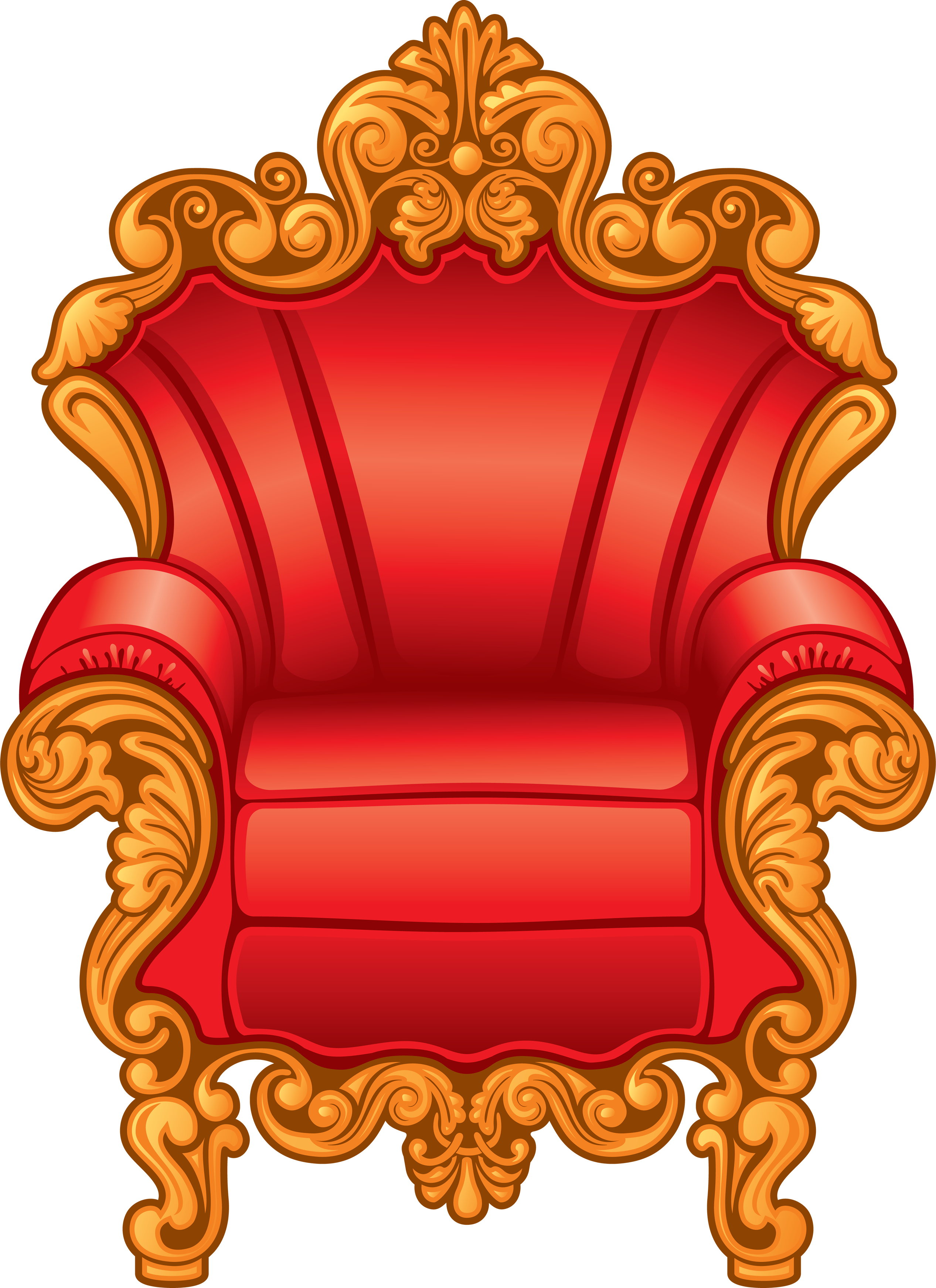 Clipart Of A Red And Gold Royal King's Throne Chair - Clip Art Throne (2533x3484), Png Download