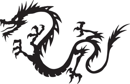 Dragon Black Flying Myth Mythology Drawing - Japanese Dragon Chinese Dragon Clipart (525x340), Png Download