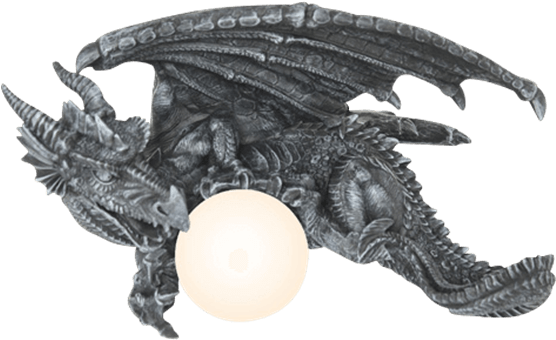 Flying Dragon Orb Lamp - Large Home Decor Orb Dragon Lamp In Faux Stone Finish (555x555), Png Download