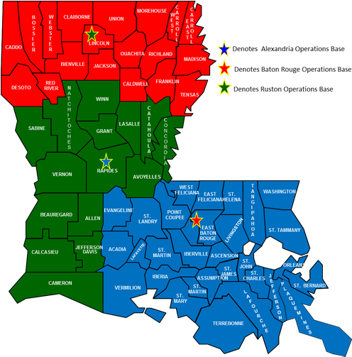 Manhunts, Speed Enforcement, Swat Operations, Downed - Louisiana State Map (500x523), Png Download