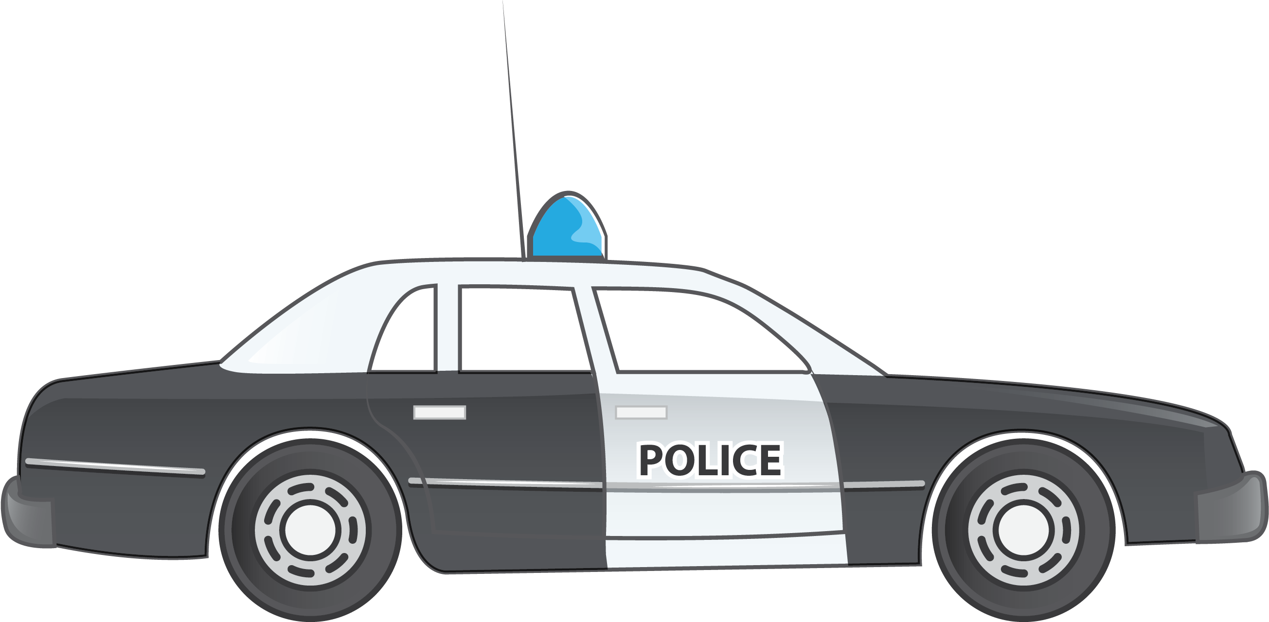Police Car Clip Art On Your Personal Or Commercial - Police Car Drawing Side (2865x1454), Png Download