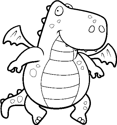 Flying Dragon Coloring Page - Line (600x470), Png Download