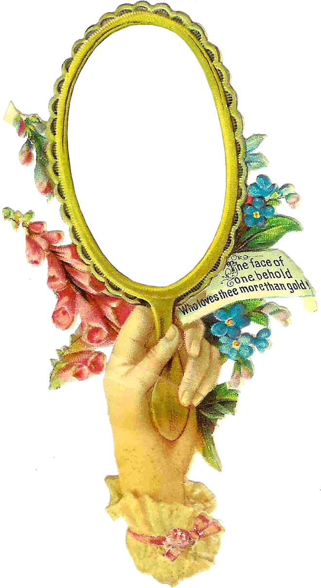 Victorian Hand With Mirror Frame / Label ~ Zibi Vintage (660x1209), Png Download