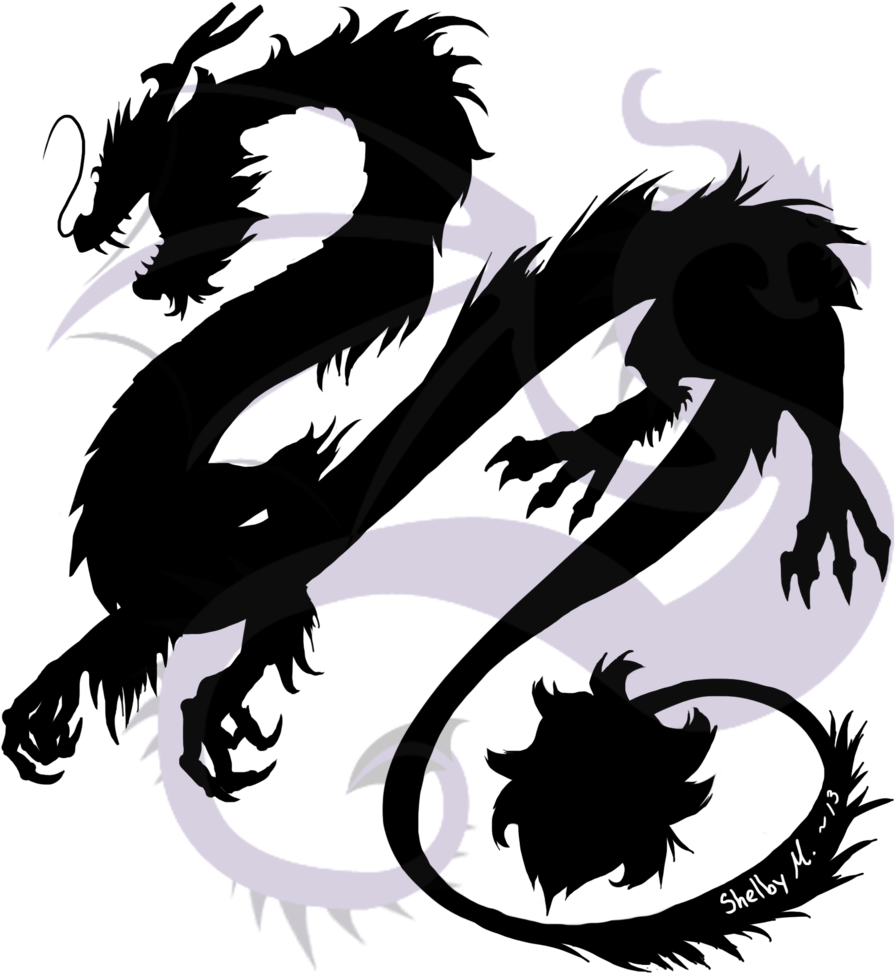Asian Dragon Png - Silhouette Chinese Dragon (1024x1024), Png Download