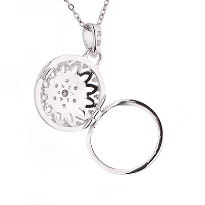 Sterling Silver Diamond Round Custom Photo Locket Necklace - Locket (400x400), Png Download