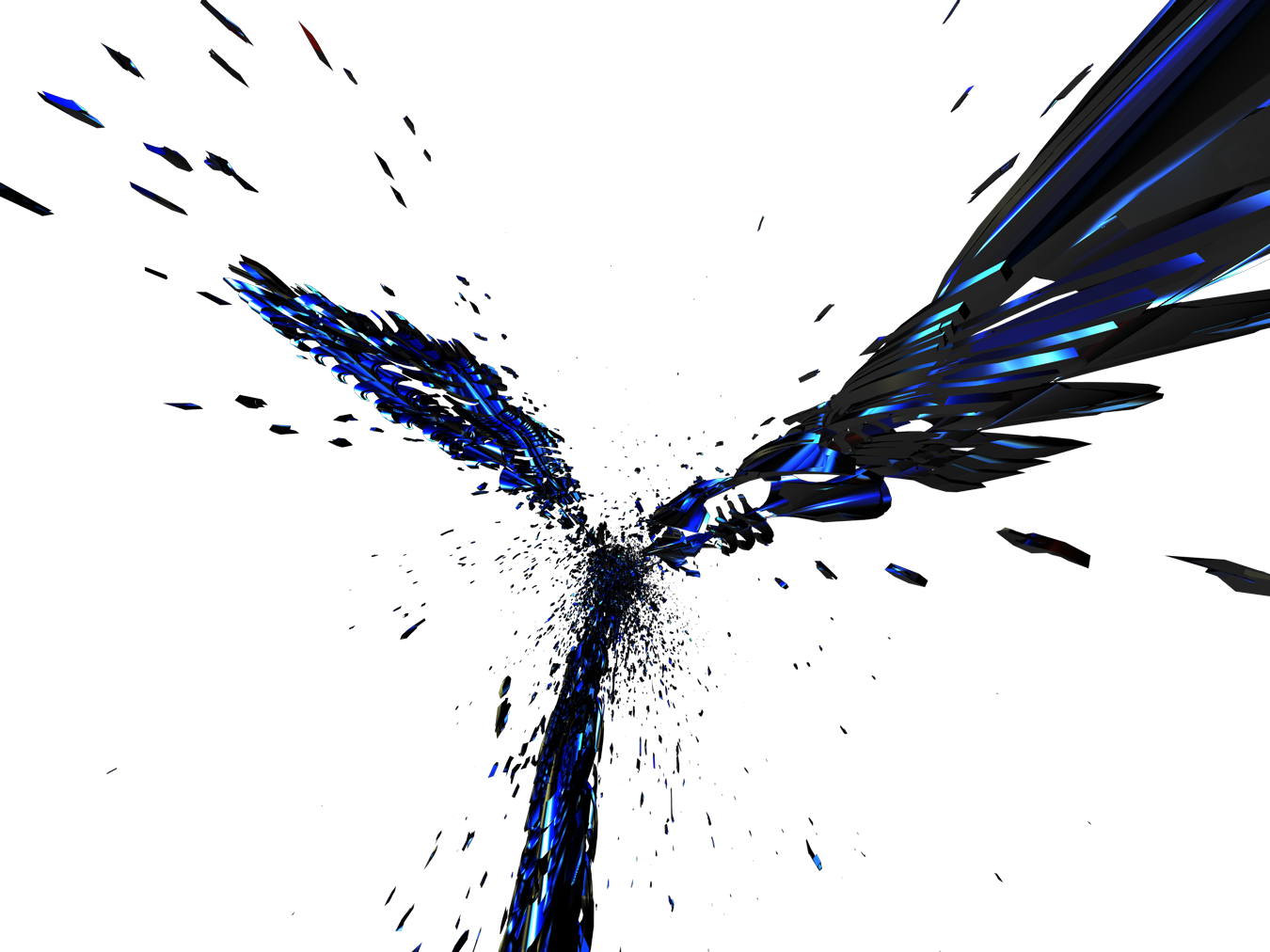 Broken Glass Pieces Png Download - 3d Png (1350x1012), Png Download