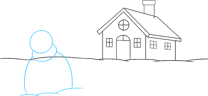 How To Draw Winter Scenery - Drawing (680x678), Png Download