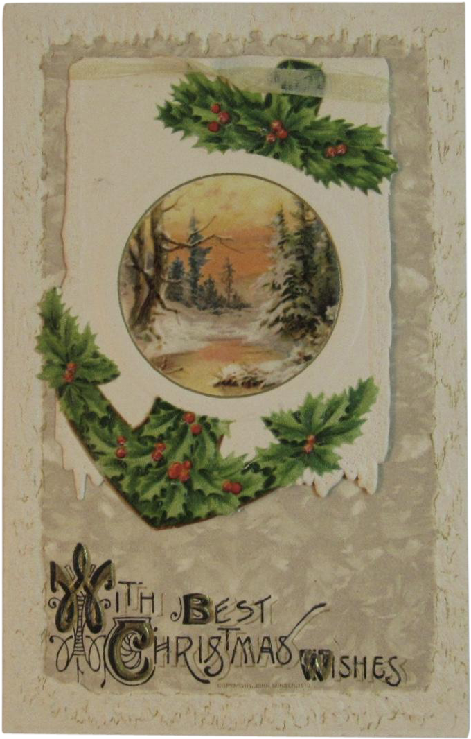 German Die Cut Christmas Booklet Card Edwardian Era - Christmas Card (1065x1065), Png Download