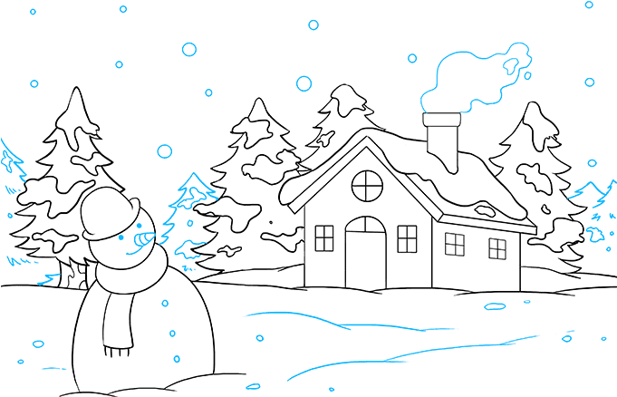 Download How To Draw Winter Scenery Drawing Full Size Png Image Pngkit to draw winter scenery drawing