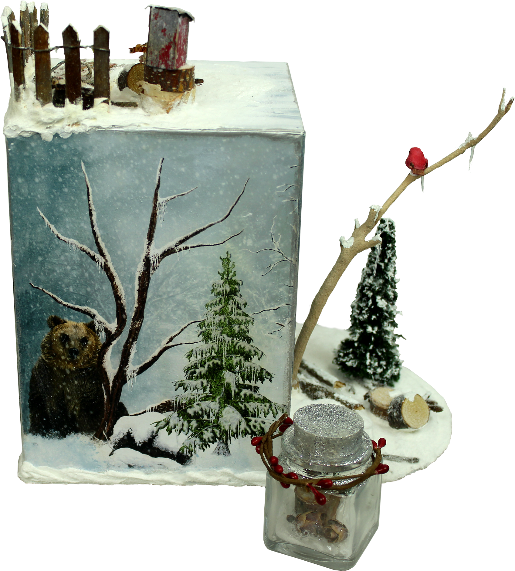 With A Miniature Bottle Holding A Winter Scene To Accompany - Snow (2400x2057), Png Download