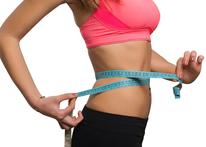 Slim Young Woman Measuring Her Thin Waist With A Tape - Woman Measuring Waist Png (700x500), Png Download