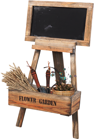 Standing Flower Box With Chalkboard (381x660), Png Download