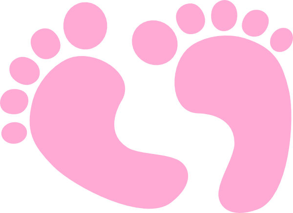 Pink Baby Feet Clipart (600x437), Png Download