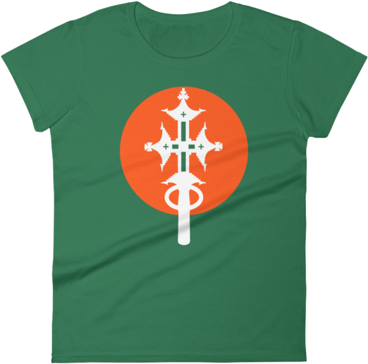 White Cross Red Orange Circle Women's T-shirt Ethiopian - Cross (600x600), Png Download