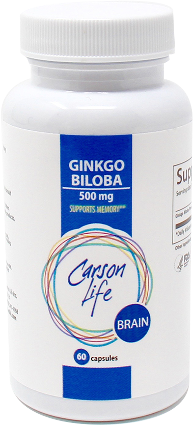 Ginkgo Biloba - Carson Life Brain Ginkgo Biloba Dietary Supplement (1000x1000), Png Download