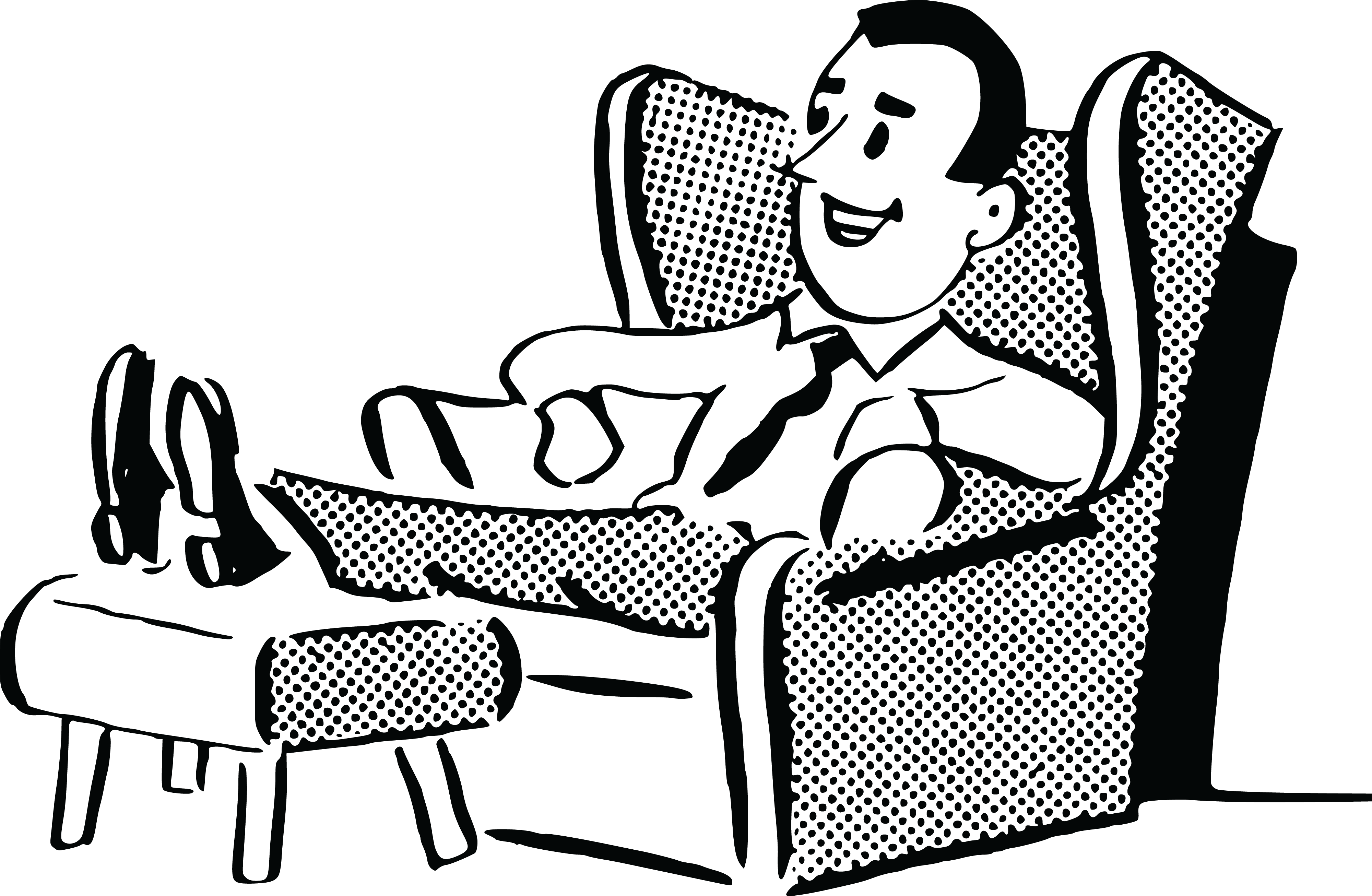 Free Clipart Of A Retro Man Relaxing In A Chair - Comfortable Clipart (4000x2612), Png Download
