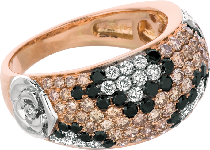 Ring 18k Rose Gold Paw Print Style With Cappucino, - Gold (800x617), Png Download