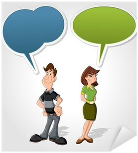 Cartoon Man And Woman Talking With Speech Balloon Sticker - Dibujos Personas Para Historietas (400x400), Png Download