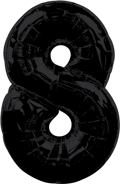 Numero 8 Negro 28 Pulgadas Globo Metálico - Large Number 8 Balloon - Black (600x600), Png Download