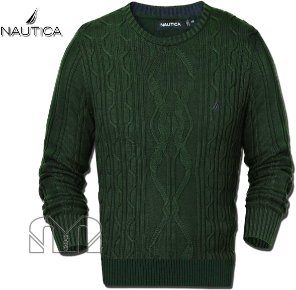 ~nautica Fisherman Crewneck Green Knit Sweater - Nautica (600x600), Png Download