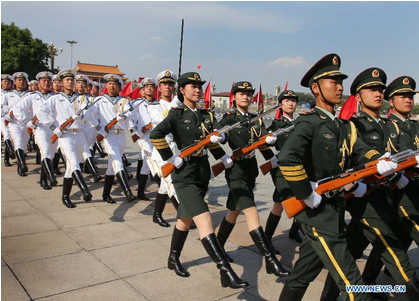 Cheng Cheng , One Of The Female Honor Guards, Joins - Beijing Garrison Honor Guard Battalion (550x300), Png Download