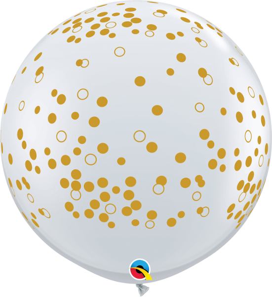 3' Diamond Clear Confetti Dots Around Balloon - Balloon (551x600), Png Download