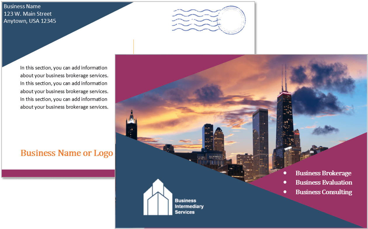 Business Broker Postcard Template - Chicago (1260x784), Png Download