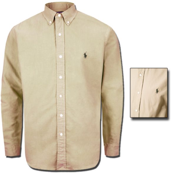 ~ralph Lauren Plain Brown Small Pony Custom Fit Long - Brown Ralph Lauren Button Up (600x600), Png Download