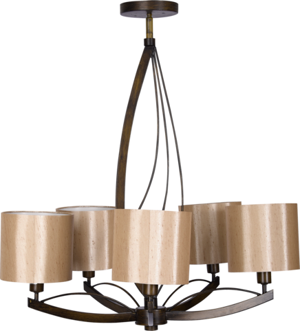 Lámpara Colgante De 5 Luces Mod - Chandelier (436x480), Png Download