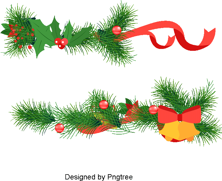 Christmas Bells And Pine Branches, Vector, Cartoon, - Portable Network Graphics (360x360), Png Download