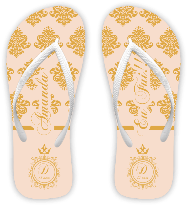Chinelo 15 Anos Arabesco Com Monograma - Flip-flops (690x749), Png Download