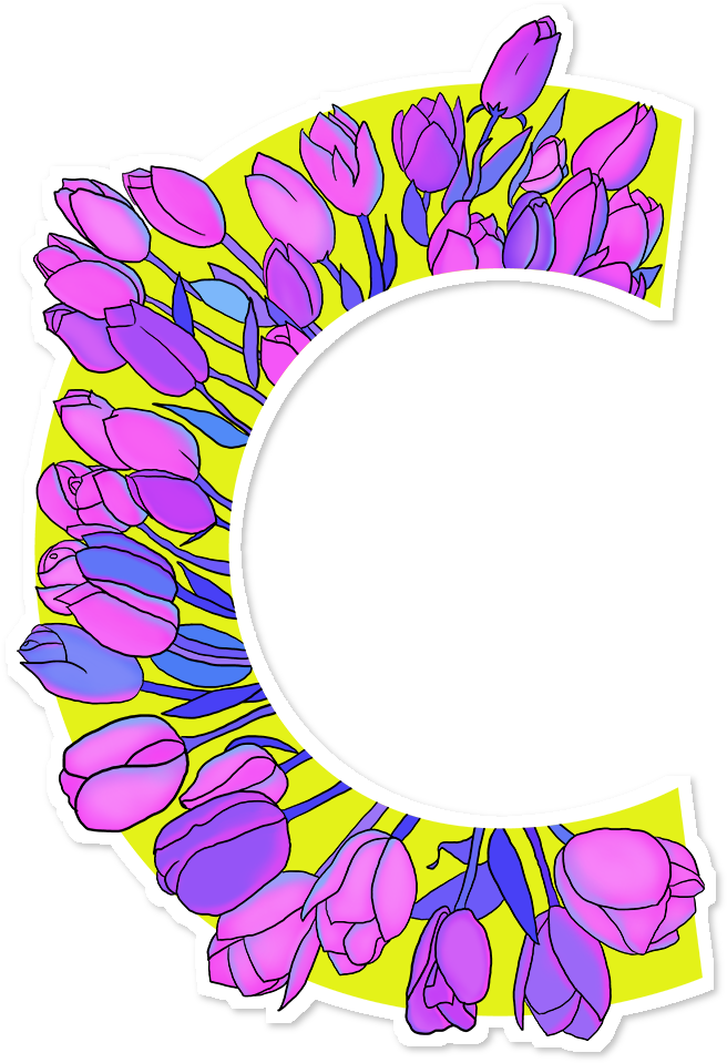 Adesivo Monograma Floral C De Eveline Pezzinina - Monogram (962x962), Png Download